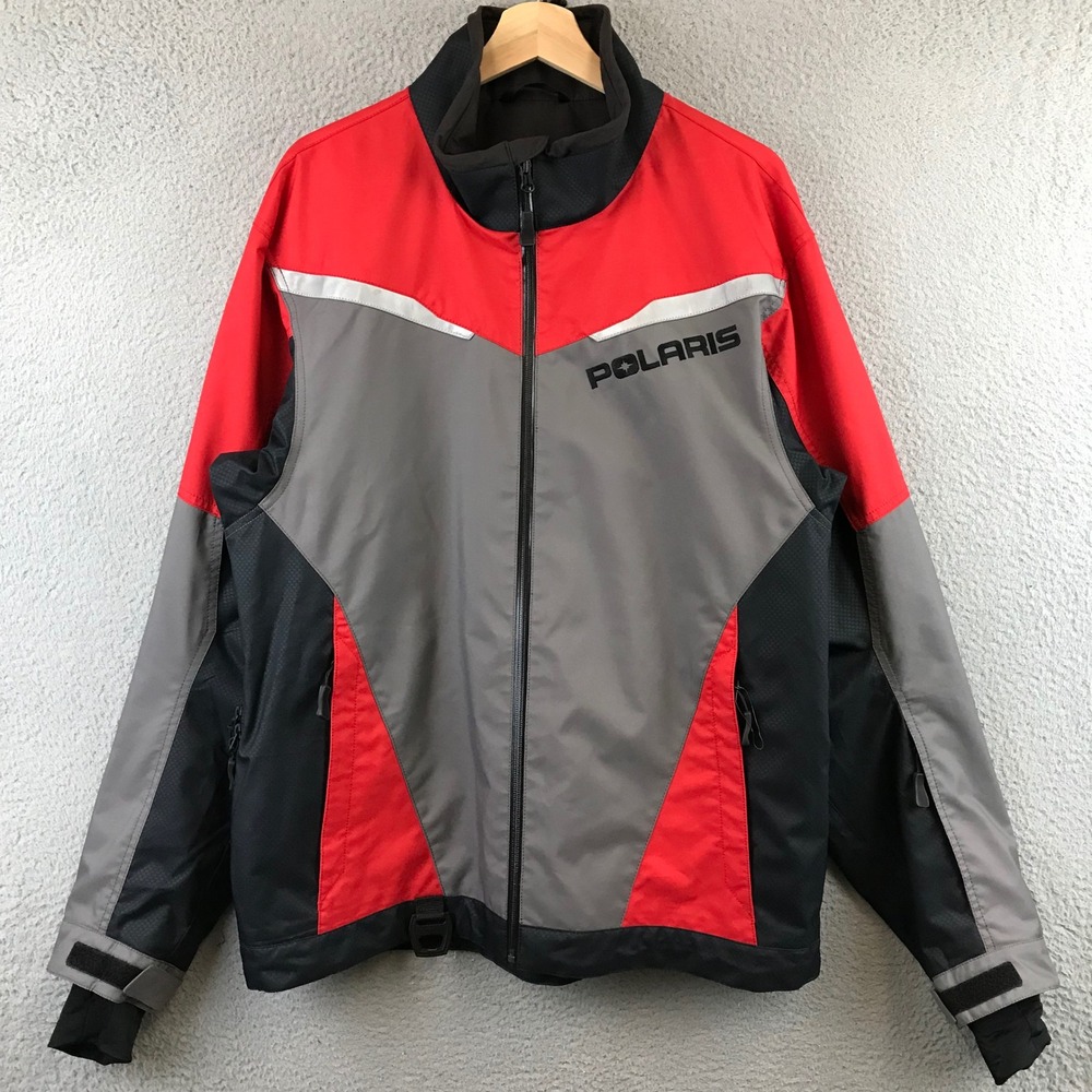 Polaris‎ Mens Red Gray Black Full Zip Jacket Outerwear Size Large